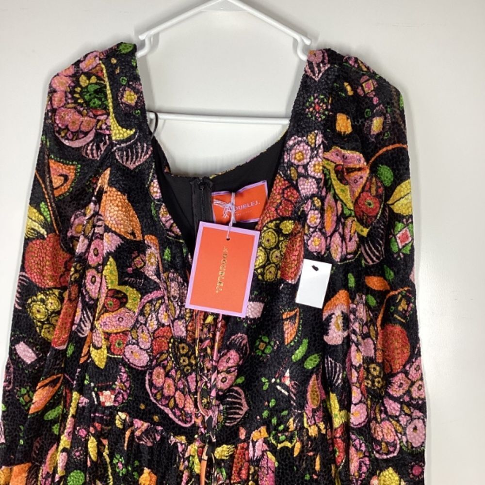 La DoubleJ Wanderlust Dress Eden Devore Velvet Black Orange Maxi‎ Dress Size XS - Picture 9 of 17